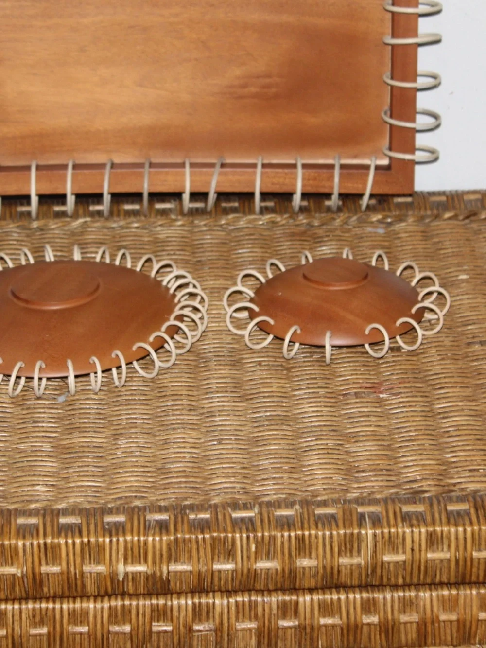 West Elm. Decorative Wooden Tray and Dish Set with Side Cord Detailing